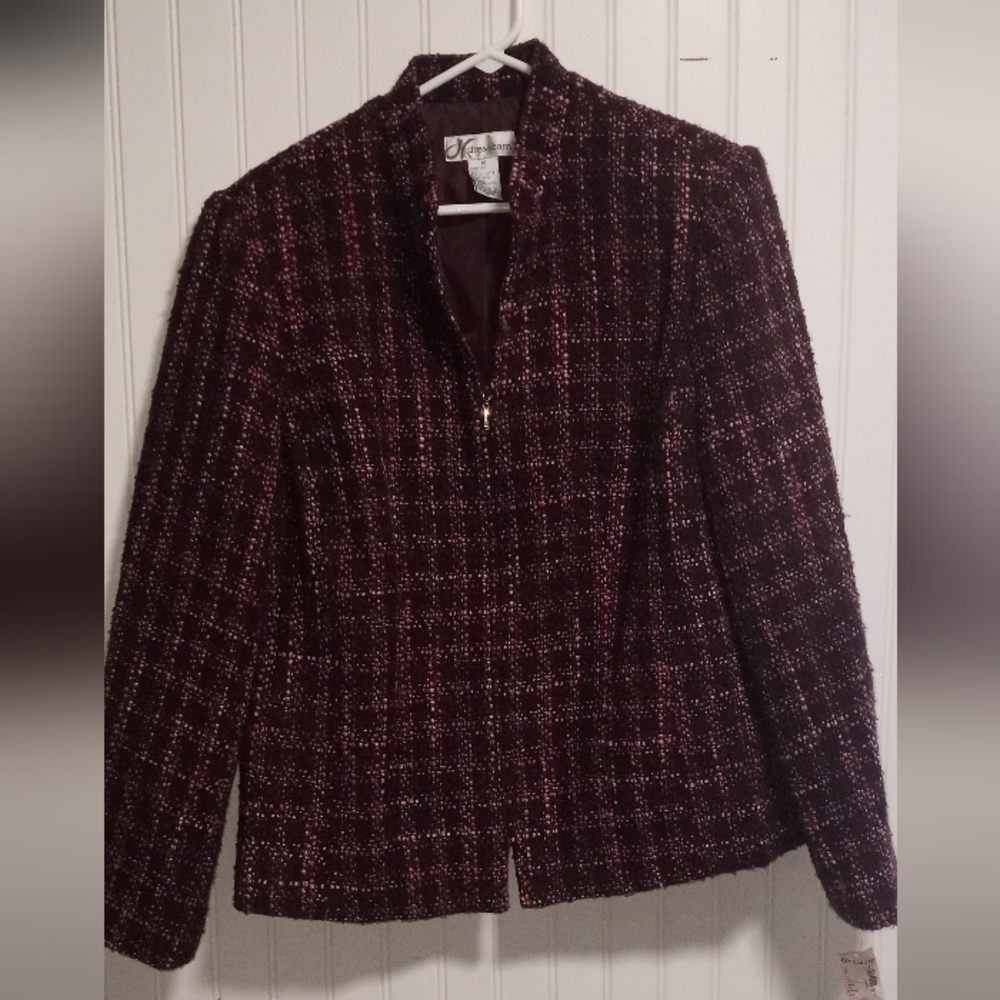 Women's Purple Tweed Coat Dress Barn Size 16 NWT
